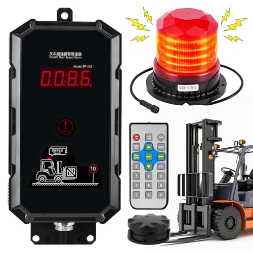 Speed Limit Alarm for Forklift with Remote Overspeed Alarm Siren Horn 120db Forklift Speed Limiter Warning Light Waterproof IP67 Fork Truck Safety System DC12~48V