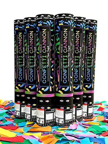 Confetti Sky [6 Pack] 12 Inch Confetti Cannons | Multicolor Confetti Poppers for Wedding Celebration, Birthday Party, Pranks, Graduation, Christmas Eve and New Year Celebration