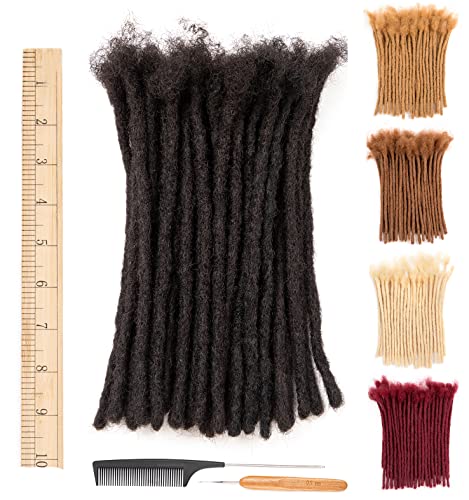 DAIXI 0.24Inch Thickness 8-16 Inch 60 Strands 100% Real Human Hair Dreadlock Extensions for Man/Women Full Head Handmade 0.6cm Thinner Can Be Dyed and Bleached Soft Dreadlocks with Needle and Comb