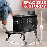 US Stove Company Cast Iron Wood Stove with Cool Touch Safety Handle, Heats up to 54,000 BTUs