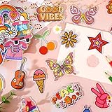 AUGSUN 60pcs Hippie Embroidered Patches Random Assorted Styles Hippie Theme Iron on Patches for Girls, Wonmen DIY Sew Applique Repair Patch Cute Sew on Patches for Backpacks Pants Clothes Jeans