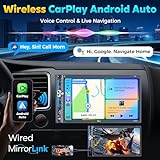 PLZ 7" Wireless Double Din Car Stereo Apple Carplay Radio Screen for Car Audio Receivers, Bluetooth 5.3 Car Play Android Auto Touchscreen, 240W 4.2 CHN 2 Subwoofers Outputs, Backup Camera, SWC, FM/AM