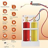 Update Oxygen MAPP Torch Kit, Dual gauge design, With portable cylinder metal stand and lighter, for Heating, Soldering, Glass Blowing, Oxypropane Welding Gas Cutting Torch Kit