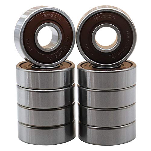 NSK 608-2RS 608DD 10Pcs Precision Bearings 8x22x7mm, Rotating Quiet High Speed and Durable ＆ Double Rubber Seal and Pre-Lubricated, Deep Groove Ball Bearings.