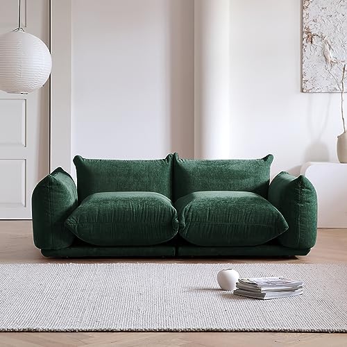 WJShome Modular Sectional Couch, Lovesofa 77.16" Minimalist Convertible Sofa, Modern Chenille Yarn 2 Seater Living Room Sofa Set for Office & House, Green