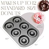 Bellemain Premiere Donut Pan for Baking | Nonstick 12.5 x 8.5” Doughnut Pan with 6-Doughnut Molds | Steel Donut Trays | Make Perfect Bagels and Cake Donuts (2)