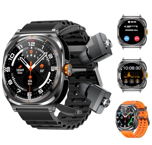 FANCHENGZI Smartwatch with Earbuds(Answer&Make Calls) IP67 Water Resistant Watch(2 Straps), Sports Watches 100+ Sports Modes (Cycling/Fitness/Hiking), DIY Watch Faces for Men Dad Husband