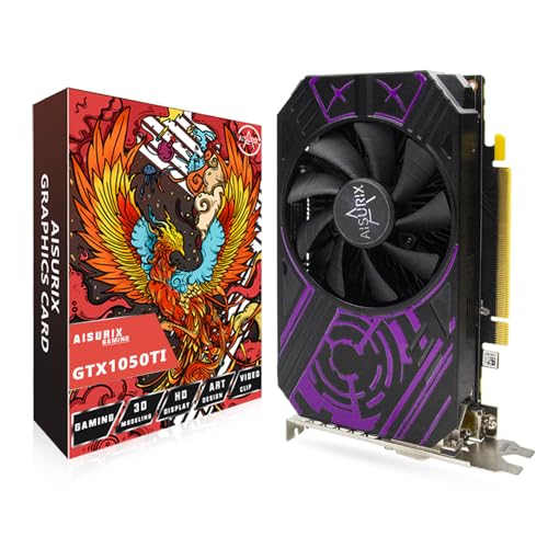AISURIX GTX 1050 Ti 4G Graphics Card, 128 Bit GDDR5 PCI Express 3.0 Graphics Card, DVI VGA HDMI Low Profile Graphics Card with Twin Freeze Fans (GTX 1050 ti)