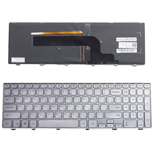 JYJMDMG Laptop Parts New RU/US Laptop Keyboard for Dell Inspiron 15 7537 7000 P36F 15-7000 Series with Backlight Silver(RU)