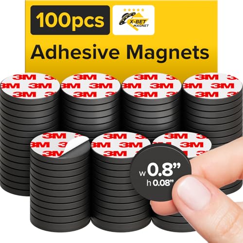 X-bet MAGNET Round Flexible Magnets with Adhesive Backing - (100pcs 0.8"x0.08") Magnetic Dots for Whiteboard, Fridge - Stickers for Planning and Organization - Teacher Must Have - Teacher Supplies