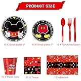 81 Pcs Mickey Party Tableware, Mouse Birthday Party Supplies, Paper Plates, Napkins, Cups, Knives, Spoons and Forks