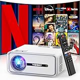 [Netflix Officially/Dolby Audio] Smart Projector with WiFi and Bluetooth, VIZONY Native 1080P Projector with Apps Built in Netflix, Youtube, Hulu, Disney+, Portable Mini Projector for Indoor/Outdoor