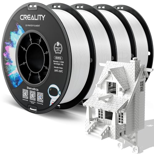 CREALITY PETG Filament 1.75mm 3D Printer Filament Bundle, 4kg (8.8lb) Neatly Wound Spool, Dimensional Accuracy ±0.03mm, 2025 Latest Batch, Fit for Most FDM 3D Printers, White (4-Pack)