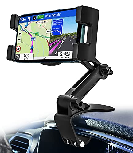 Dashboard Clip Car Phone Mount, Car Sun Visor & Rearview Mirror Clamp Cellphone Holder with Adjustable Arm for iPhone 16 Pro Max 15 14 13 12 11 XS XR X 8 Plus, Galaxy S24, Android and All Smartphones