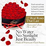 GLAMOUR BOUTIQUE 27 Flower Forever Heart Shape Box - Preserved Roses Gift for Her, Preserved Flowers for Mothers Day, Red