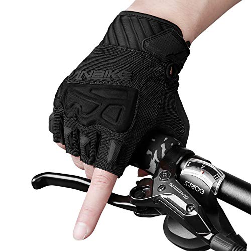 INBIKE Cycling Bike Gloves - Padded Half Finger Bicycle Gloves with Shock-Absorbing, Anti-Slip, Breathable MTB & Road Biking Features for Men & Women