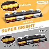 HLauto 604N Emergency Dash Strobe Lights w/Controller: 2x16.8 inch Amber White Security Light w/Take Down, 48 LED Safety Flashing Warning Hazard Interior Windshield Light Bar for Truck Vehicle