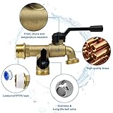 Outdoor Double Taps Water Faucet, Wall Mounted Garden Two 3/4 inch Brass Ball Valves Water Tap Splitter, Frost-Proof Outside Spigot Replacement with 2 Outlets for Home, Balcony, Hose Connector