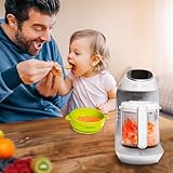 EVLA'S Baby Food Maker, Steamer, Blender, Baby Food Processor for Healthy Homemade Baby Food in Minutes, Touch Screen with 6 Reusable Food Pouches, Baby Registry Essential, White