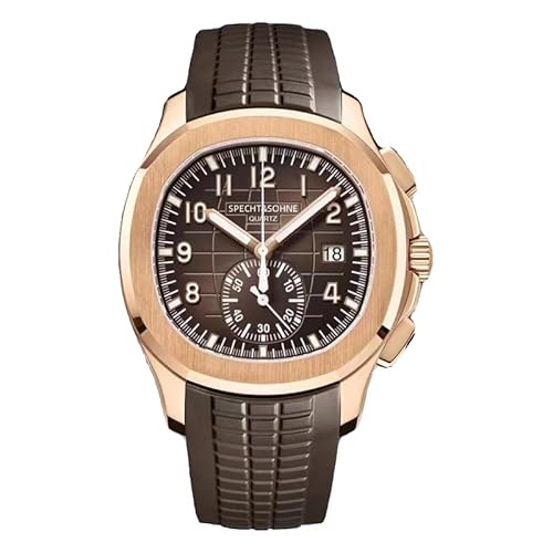 SPECHT&SOHNE 2025 New Men's Quartz Watch Clock Timing Code Meter Display 42mm Steel Sports Watch Luminous Rubber Band Waterproof Rose Gold Wrist Watch