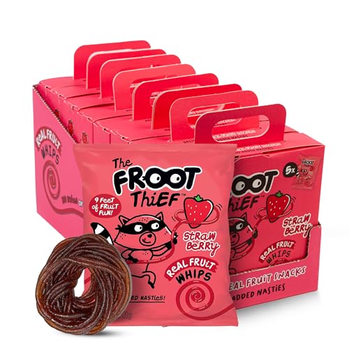 The FROOT Thief Real Fruit Snack Whips, Strawberry, Nut Free, Perfect for School Lunches and Snacks, Individual Bags Kids Snacks, 40 Pack