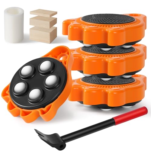 Rotating Furniture Rollers Mover - Furniture Mover Can Withstand Up to 700 Ibs,360°Sliding Function, Furniture Lifter Have Self-Adjusting Bases， Heavy Item Furniture Moving Tool Without Falling