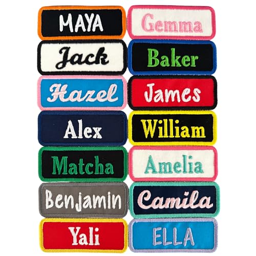 Custom Name Patch Personalized Tag - For Backpacks, Uniforms, Jackets, Hats, Costumes And More - Choose Your Background Fabric, Thread Colors And Font - Iron On Or Sew On (1 Patch)