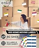 enKo - 2 x 3 Inch Extra Large Home Moving Packing Labels Stickers for Box - Color Coded for Boxes, Packing Box Fragile Stickers (800 Labels, 4 Bedroom House)