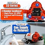 SEAFLO 33-Series Water Pressure Pump - 115V AC, 3.3 GPM, 45 PSI, Self Priming, Smart Pressure Switch, UL & CSA Certified, for RV, Caravan, Off-Grid, Marine, and Industrial Use