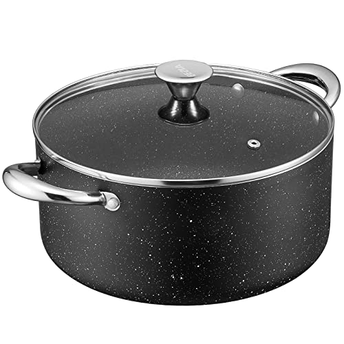 BEZIA 6 Quart Nonstick Cooking Pot with Lid, Induction Stock Pot Soup Pot, Non-toxic and Oven Safe, Perfect for Stews, Soups and All Stovetops, PFOA PFAS Free