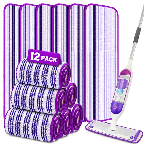 12 Pack Reusable Mop Pads for Swiffer PowerMop, Mop Refill Pads for Swiffer Powermop, Power Mop Pads Refills Microfiber Mop Pads Machine Washable Wet Dry Use Suitable for All Floor Types