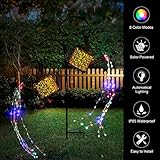 MEREAR Solar Watering Can Lights Outdoor with 8 Multi-Color Changing Modes, IP65 Waterproof Landscape Light Garden Decor, One Pole Two Lights Outside Decorations for Lawn, Backyard, Patio, Chrismas