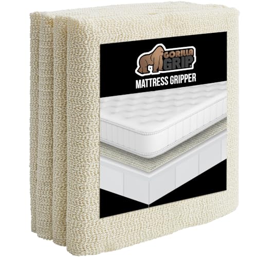 GORILLA GRIP Non Slip Mattress Gripper, Prevents Mattresses from Sliding and Holds Bed in Place, Pad Grips Beds, Sofa, Couch, Chair Cushions and Helps Keep Topper from Slipping, Easy Trim Pads, Queen