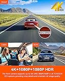 Vantrue N4 Pro 3 Channel 4K WiFi Dash Cam, STARVIS 2 IMX678 x PlatePix™ x HDR Night Vision, 4K+1080P+1080P Front Inside and Rear Car Camera, Voice Control, GPS, 24H Parking Mode, Support 512GB Max