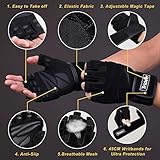 Trideer Padded Workout Gloves for Men - Gym Weight Lifting Gloves with Wrist Wrap Support, Full Palm Protection & Extra Grips for Weightlifting, Exercise, Cross Training, Fitness, Pull-up