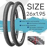 26-inch Mountain Bike Tires Set: Hycline 2-Pack 26x1.95 inch (54-559mm) Folding Replacement Puncture-Resistant Bicycle Tires and Pair 26-inch Inner Tubes with Tire Levers for MTB Off-Road Bike