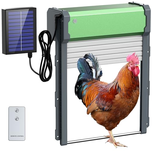 Automatic Chicken Coop Door Solar: Automatic Chicken Door - Solar Powered Chicken Coop Door with Timer & Light Sensor - Intelligent Anti-Pinch Function - 4 Modes - Remote Control Chicken Door(IP65)