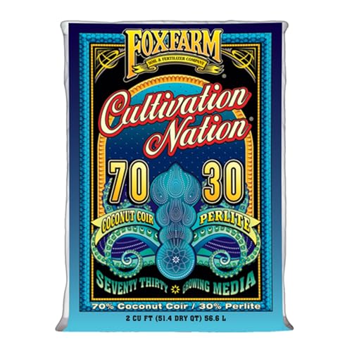 FoxFarm Cultivation Nation 70:30 Growing Media, 2cu ft - Mix of Coconut Coir and Perlite - Provides Aeration and Drainage, Use for Indoor/Outdoor Container Gardens