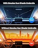 [2025 Upgrade] Nmoiss Windshield Sun Shade Umbrella for Car - [Vinyl Coating] Protect Car from Sun Rays & Heat Damage Keep Cool and Protect Interior, Spring Structure Edge Medium (56" L x 31" W)