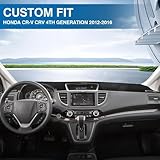 KUST Car Dash Cover for Honda CR-V CRV 2012 2013 2014 2015 2016 Polyester Non-Slip Center Console Dash Cover Interior Accessories for Honda CRV CR-V Custom Fit Dash Mat Sunshade No Glare Black