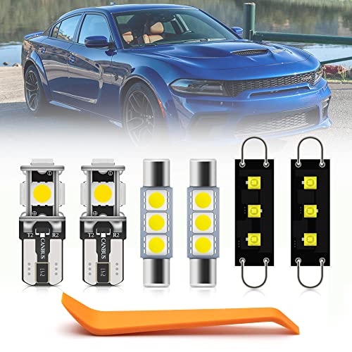 15pcs Interior LED Lights Bulb Kit for 2020 2021 2022- Dodge Charger Widebody Supper Bright 6000K White LED Interor Light Bulbs Map Dome Light Interior Lighting Bulbs Package + Install Tool
