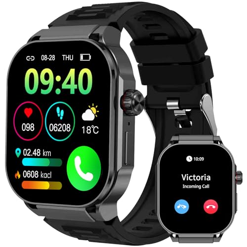 Smart Watch(Answer/Dial Calls), 2.06" AMOLED Screen Smartwatch for Men, Fitness Tracker with 120+Sports Modes, AI Voice,Heart Rate,Blood Oxygen,IP67 Waterproof Smart Watch for Android iOS Phones