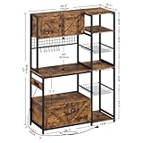 IRONCK Bakers Rack with 2 Storage Cabinets and Power Outlet, 45.3 Inch Industrial Coffee Bar Cabinet Shelves, Kitchen Microwave Stand with Storage, Vintage Brown