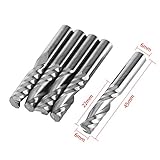 End Mill Bits 5Pcs 6mm Shank Single Flute End Mills Drill Bit Tool Tungsten Carbide CNC Router Milling Bits for Wood Aluminum Steel PCB PVC Circuit Boards Acrylic Carbon Fiber