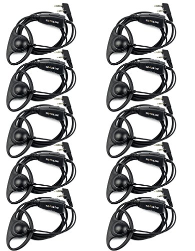 Retevis Case of 10, Walkie Talkies Earpiece with Mic 2 Pin D-Type Headset Compatible with Baofeng UV-5R BF-888S H-777 RT22 RT27 RT-5R Kenwood 2 Way Radios(10 Pack)