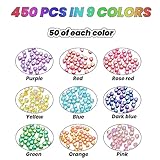 St.Kunkka 450 Pcs 9mm Acrylic Heart Shape Beads for Jewelry Making Craft DIY 9 Mixed Colors Loose Beads Heart Spacer Beads with Small Hole for DIY Bracelet Necklace Earrings (Heart)