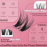 Flora Lash Clusters Kit 8-18mm Hybrid Volume Wispy Eyelash Clusters D Curl - WideSpan DIY Eyelash Extension Kit Spiky Cat Eye Lashes Individual Fake Eyelashes Clusters Kit 0.05mm Ultra-Thin Black Band