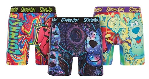 COCO BRANDS Scooby-Doo Men's Boxer Briefs - 3 Pack, Anti-Chafing Stitching, No Fly, Comfort Shaped/Cotton Lined Crotch, Trippy, Zoinks, & Snackin Pack, Large