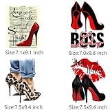 Heels Iron On Transfer Vinyl Patches for Clothing T-Shirts Design Washable Heat Press Decals 4pcs Large Size Stickers