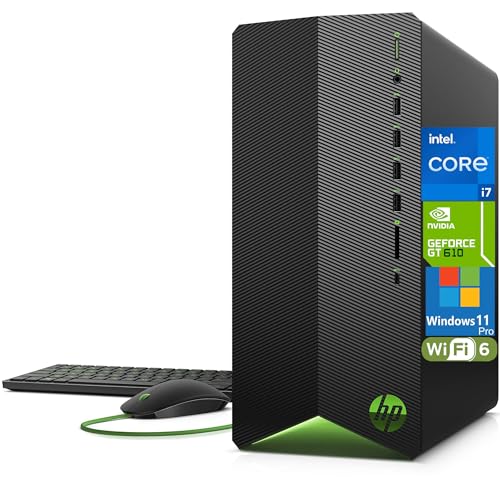 HP Pavilion Desktop Tower Computer, Intel 8-Core i7-11700F up to 4.9GHz, 32GB DDR4 RAM, 1TB PCIe SSD, GeForce GT 610 2GB, WiFi 6, Bluetooth, RJ-45, Type-C, HDMI, KB & Mouse, Windows 11 Pro, WE/PGPY